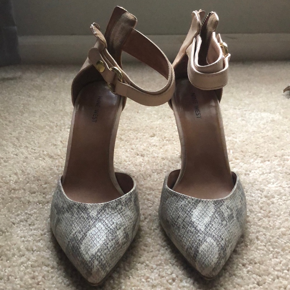 Nine West Snake Print ankle strap heel